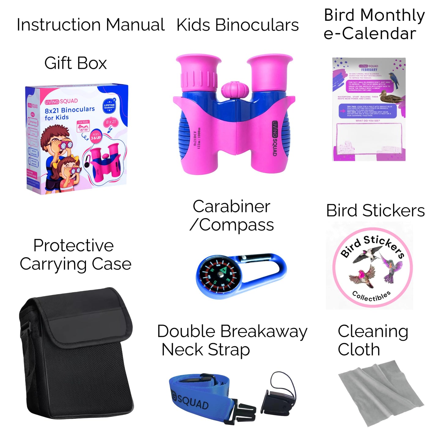 Kids Binoculars 8x21 — Explorer Set - Pink