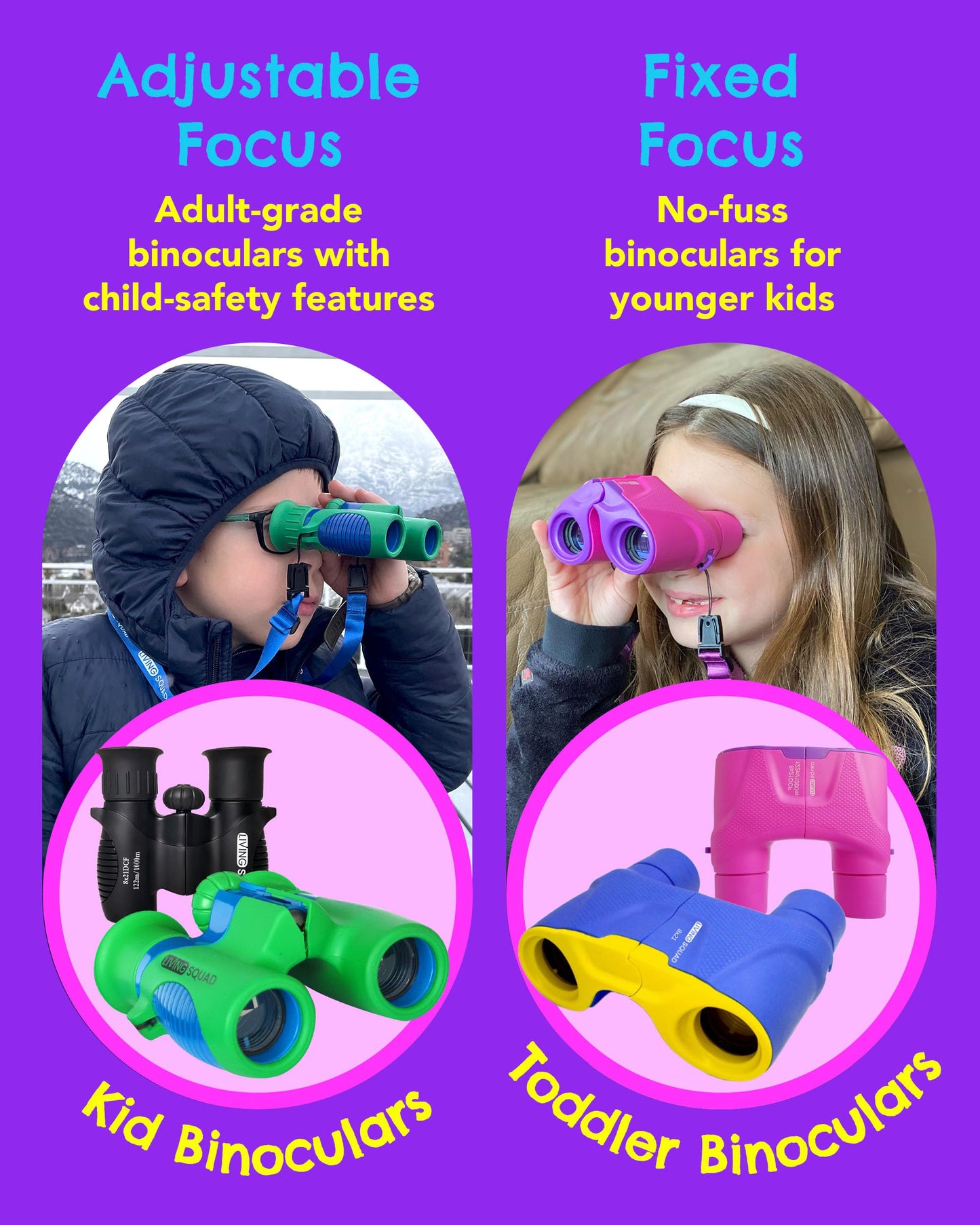 Kids Binoculars 8x21 — Explorer Set - Pink