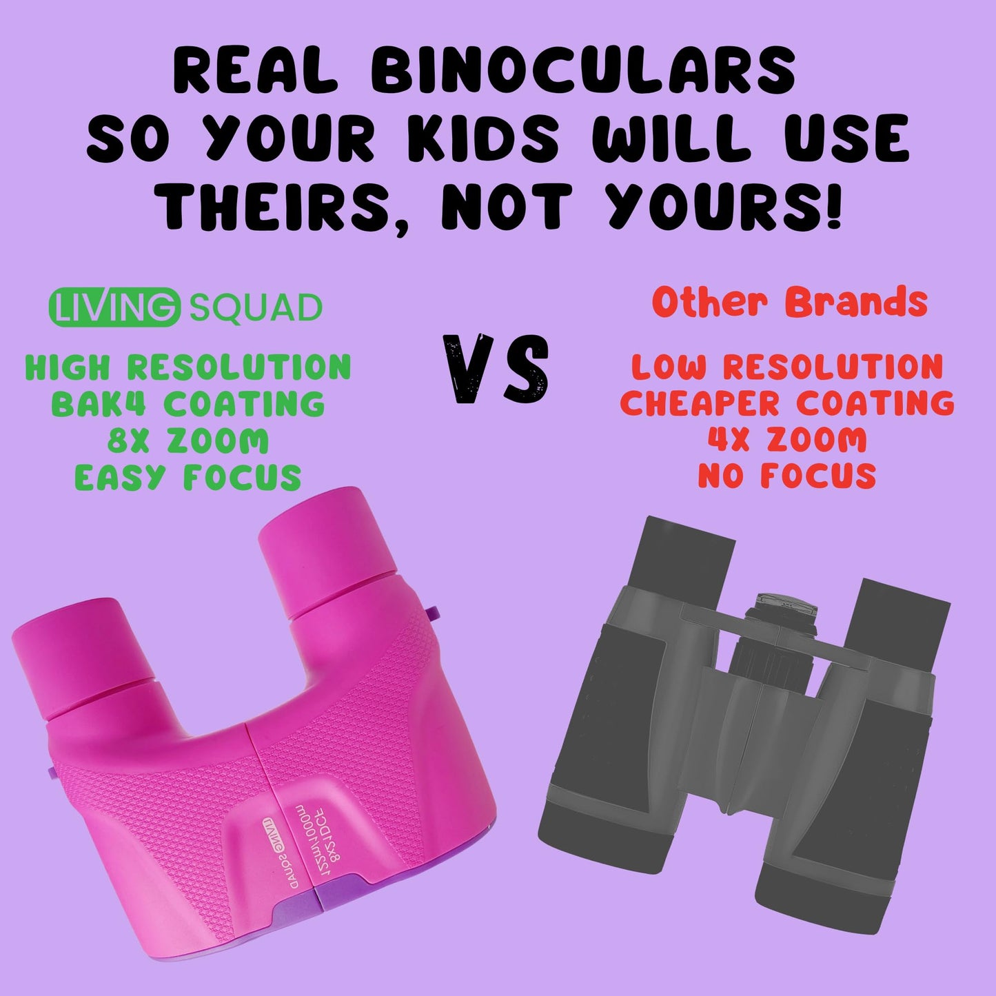 Toddler Kidnoculars — Focus-Free Binoculars - Pink
