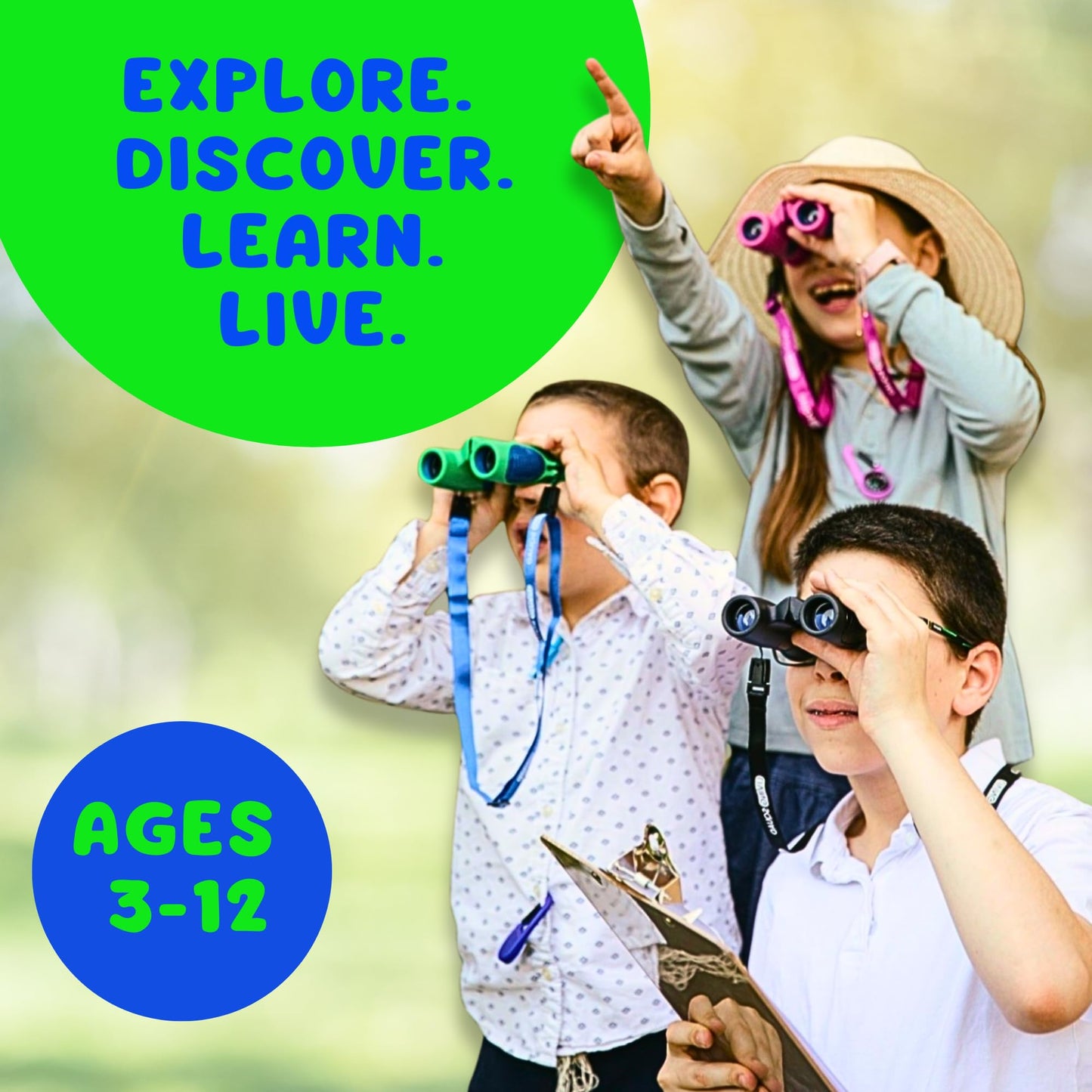 Kids Binoculars 8x21 — Explorer Set Green